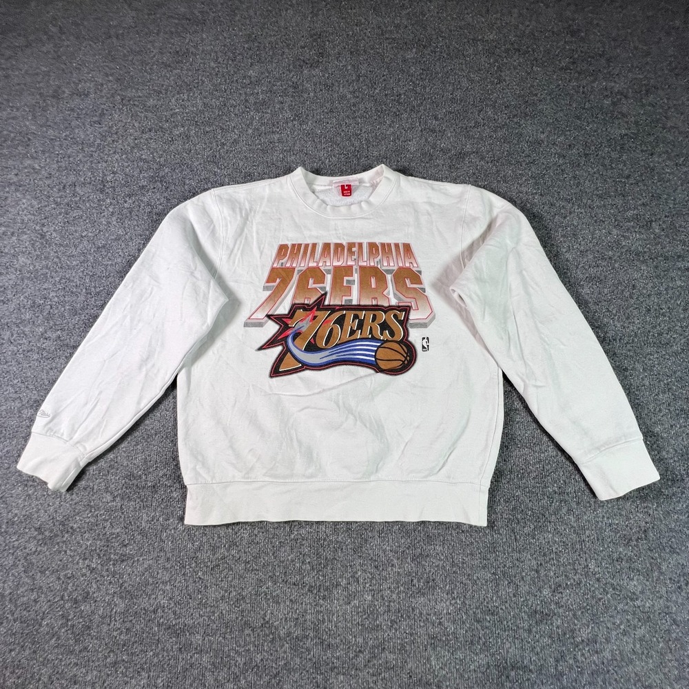 VTG Mitchell & Ness Philadelphia 76ers Sweatshirt Men Large White NBA Basketball